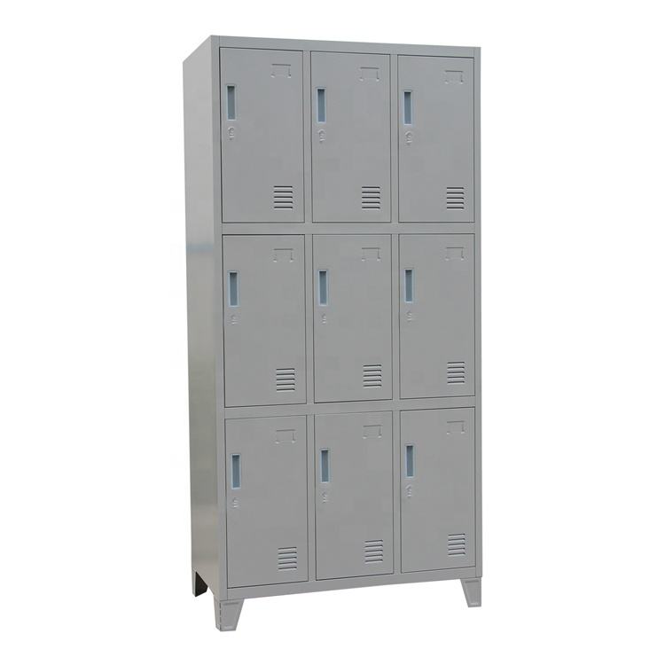 SJ-3L-B3   Nine-door locker with standing legs